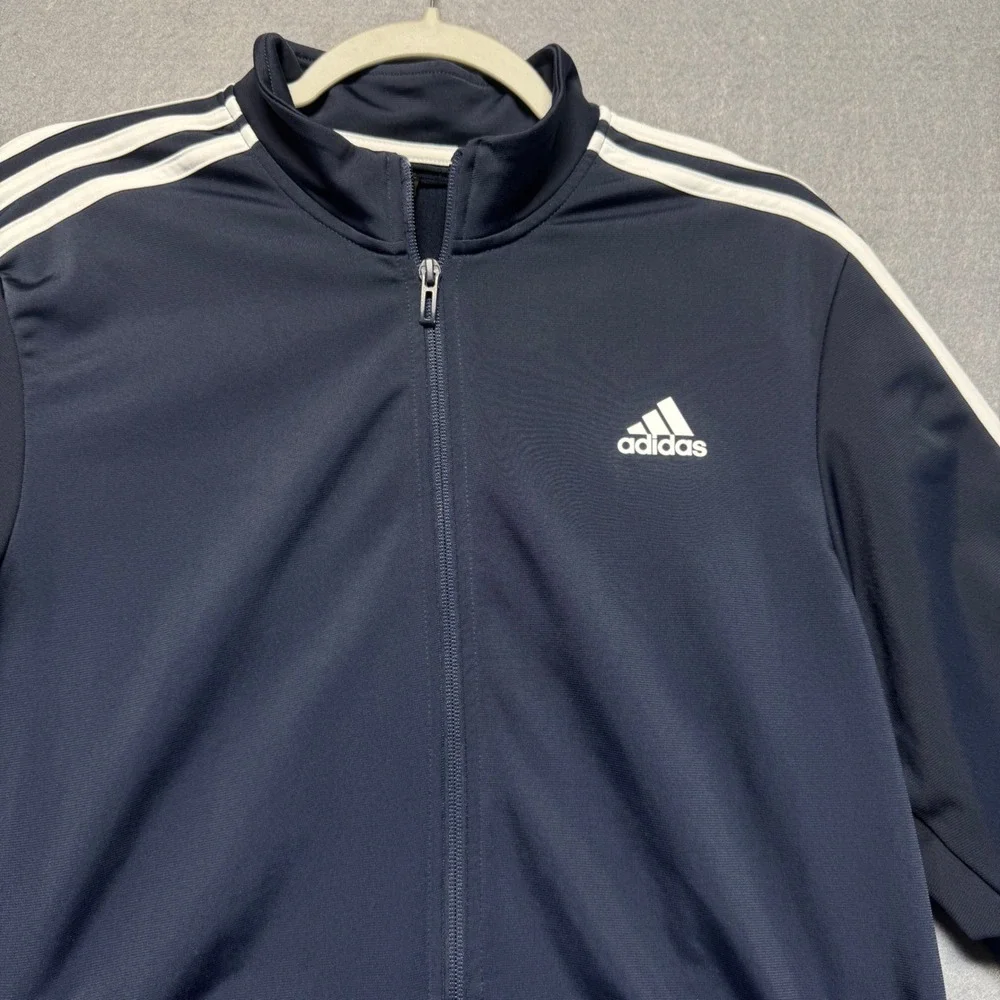 Adidas Track‎ Jacket Mens Full Zip Black  White Stripes Athleisure Size M